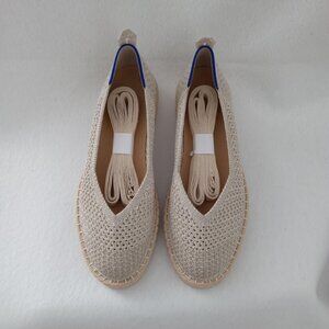 Rothy's Ivory Diamond Metallic Espadrilles Ankle Wrap New Women's Size W10